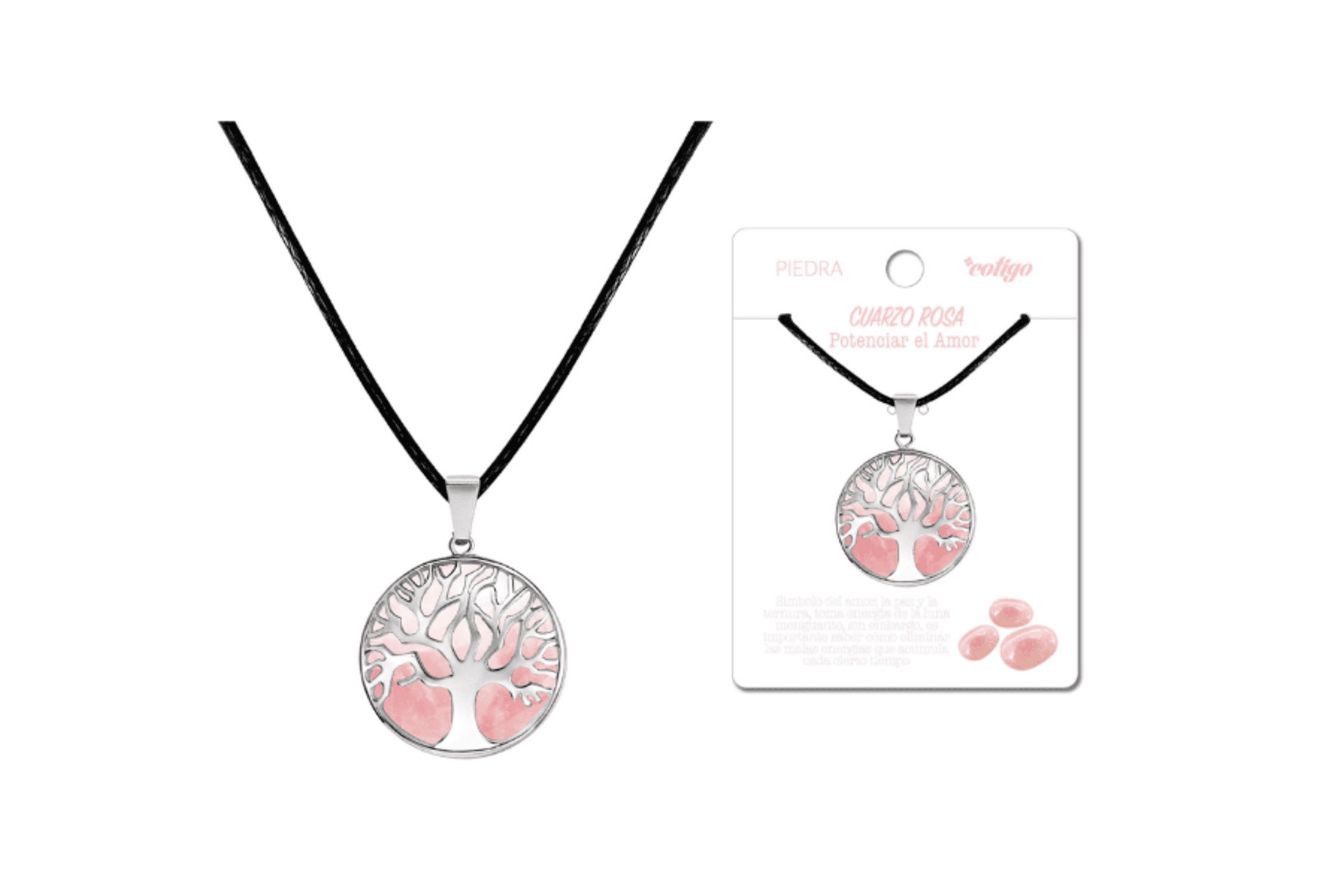 Colgante Árbol de la vida Cuarzo Rosa - 1